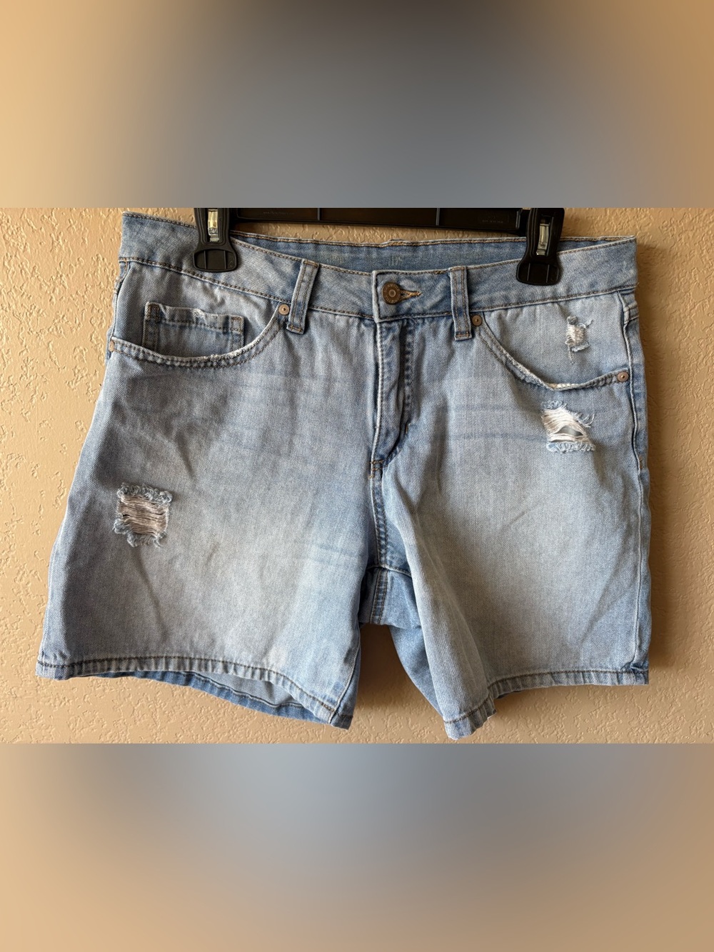 Soundstyle Jamie Short Easy Fit Distressed Denim Shorts Blue Size 12